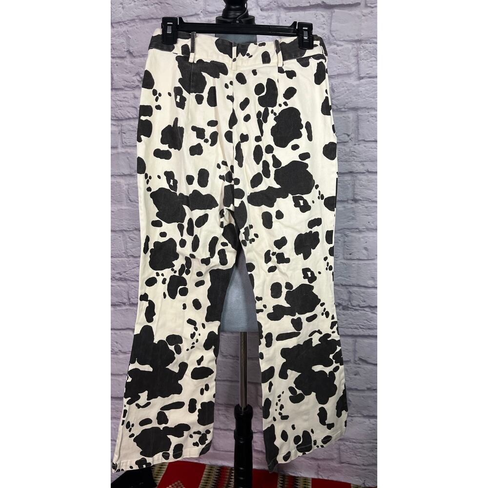En Saison Anthropologie Cow Print High Waisted Flare Jeans - Picture 3 of 10